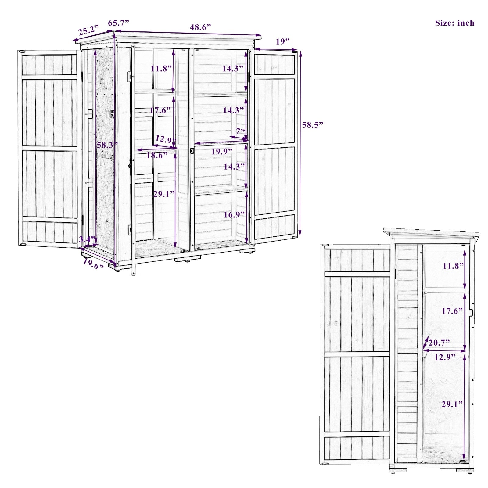 Video Provided TOPMAX Outdoor 5.5ft Hx4.1ft L Wood Storage Shed, Garden Tool Cabinet With Waterpro